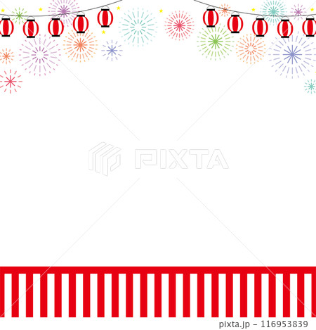 お祭り 提灯と花火 正方形 バナー フレーム 夏 お祭り 提灯と花火 正方形 バナー フレーム 夏 116953839