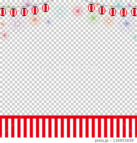 節日燈籠和煙火方形橫幅框架夏天 116953839