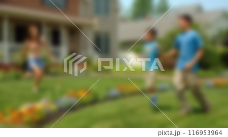 Blurry background image of a family, capturing a warm and intimate moment Blurry background image of a family, capturing a warm and intimate moment 116953964