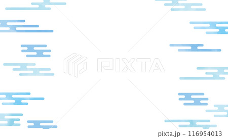 エ霞 フレーム 青 水色 水彩風 和柄 エ霞 フレーム 青 水色 水彩風 和柄 116954013