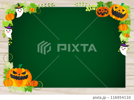 ハロウィン、黒板、背景、イラスト、かわいい、横 116954110