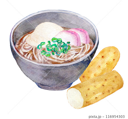 とろろ蕎麦　とろろ芋　水彩イラスト 116954303