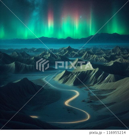 オーロラの見える夜景 116955214