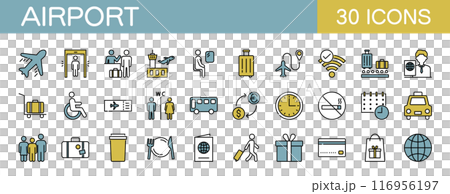 Airport icon set color Airport icon set color 116956197