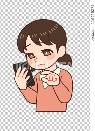 スマホを持ち画面を見る子供のイラスト 116956275