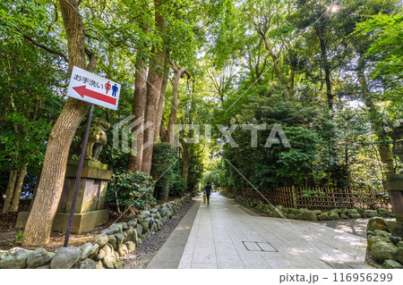 日本の寒川都市景観　相模國一之宮 寒川神社。緑が多い。お手洗いも充実…＝令和6年7月21日 116956299