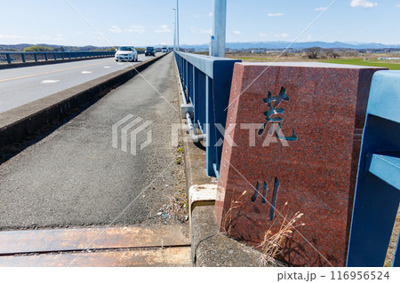 広大な葦原と雄大な富士山。埼玉県熊谷市荒川河川敷-2024年3月 116956524