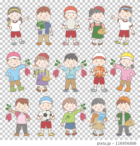 秋の行事の子供たち 芋掘り スポーツ 読書 芸術 秋の行事の子供たち 芋掘り スポーツ 読書 芸術 116956806