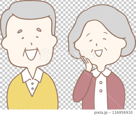 Smiling senior couple, upper body illustration Smiling senior couple, upper body illustration 116956910