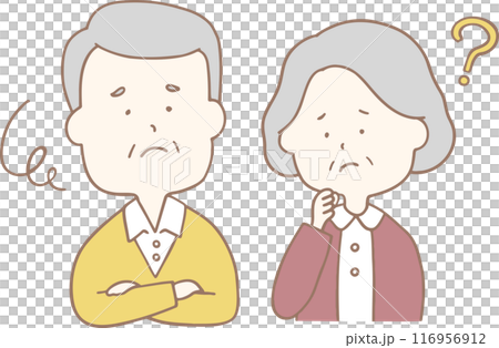 Senior couple with a questioning expression, upper body illustration 116956912