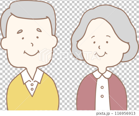 Senior couple upper body illustration Senior couple upper body illustration 116956913