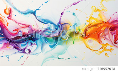 "カラフルな液体がダイナミックに調和する背景." "カラフルな液体がダイナミックに調和する背景." 116957018