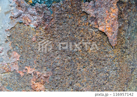 Rust on old iron plate pattern texture background. 116957142