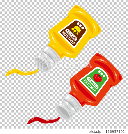 芥末和番茄醬裝在擠瓶中 116957192