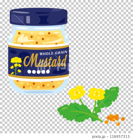 罐子裡的穀物芥末和芥菜 罐子裡的穀物芥末和芥菜 116957313