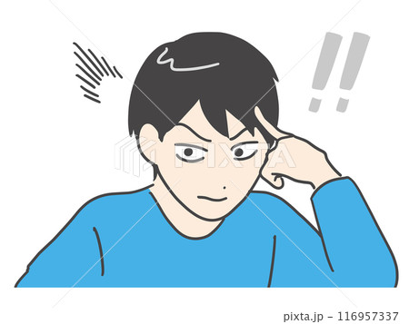 ハッとしている私服の若い男性(上半身) ハッとしている私服の若い男性(上半身) 116957337