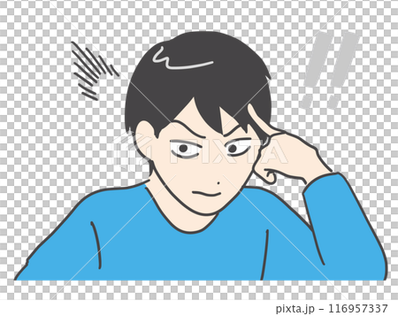 ハッとしている私服の若い男性(上半身) ハッとしている私服の若い男性(上半身) 116957337