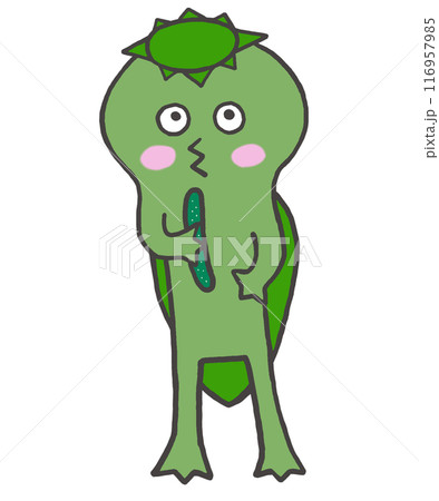 きゅうりを持った河童のキャラクター 116957985