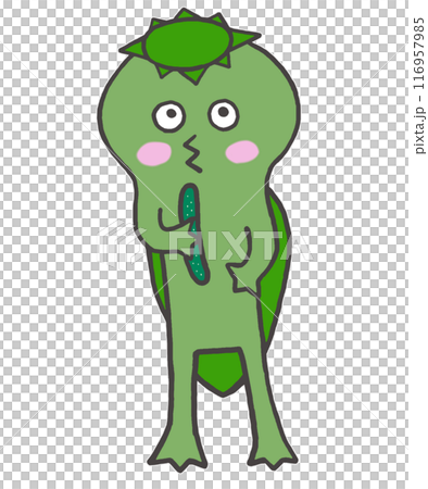 きゅうりを持った河童のキャラクター 116957985