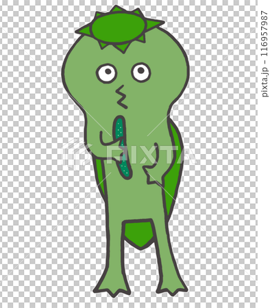 きゅうりを持った河童のイラスト きゅうりを持った河童のイラスト 116957987