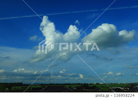 新幹線の窓から見た　真夏の青空《埼玉県》 116958224