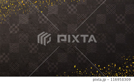 黒い和柄 和紙の背景 116958309