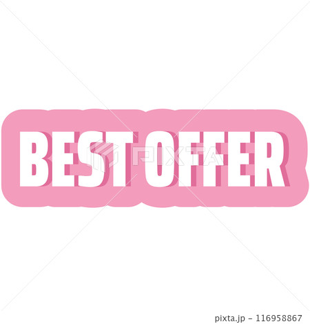 BEST OFFER sale tag button in pastel for online shopping, marketing, promotion, sticker, banner, special price, discount, business, social media, print, ad, template, badge, symbol, campaign, frame 116958867