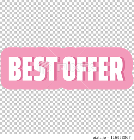 BEST OFFER sale tag button in pastel for online shopping, marketing, promotion, sticker, banner, special price, discount, business, social media, print, ad, template, badge, symbol, campaign, frame 116958867