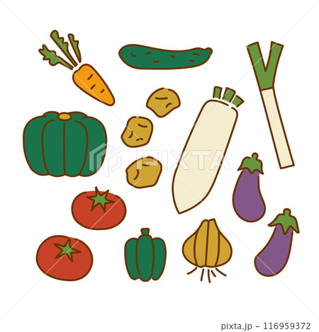 手描き風野菜イラストセット 手描き風野菜イラストセット 116959372