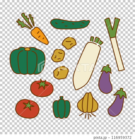 手描き風野菜イラストセット 手描き風野菜イラストセット 116959372