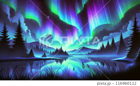 オーロラの見える景色、オーロラは、自然の世界 116960112