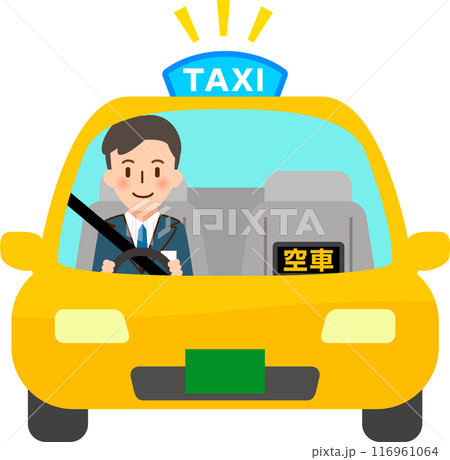 男性ドライバーが運転する空車のタクシー 男性ドライバーが運転する空車のタクシー 116961064