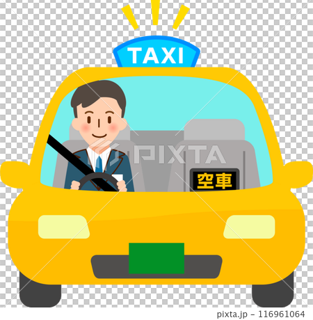 男性ドライバーが運転する空車のタクシー 男性ドライバーが運転する空車のタクシー 116961064