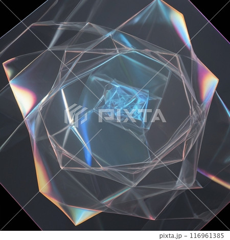 透明なフィルムが折り重なった背景 116961385