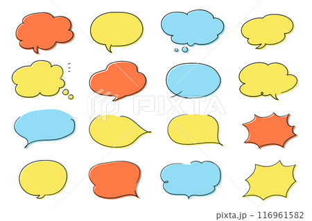 カラフルな吹き出し_細線_ビビットカラー 116961582