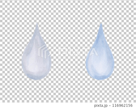 Blue water drops. Watercolor style marker illustration. Isolated hand drawn picture with sky elements. Falling raindrop. Clipart for prints, clothes, greeting cards, kids room. Precipitation, drizzle 116962156