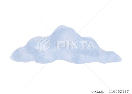 Blue cloud. Marker illustration in watercolor style. Isolated hand drawn picture with sky elements. Cartoon children's clipart for prints, packaging, clothes, greeting cards, kids bedroom, fabric 116962157