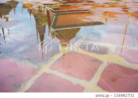 asia travel concept with reflection from water with old architecture and pagoda at thailand temple asia travel concept with reflection from water with old architecture and pagoda at thailand temple 116962732