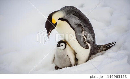 雪の上を歩くアデリーペンギン 116963128