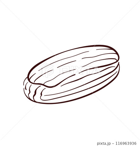 Eclair in line art style. French bakery design element. Vector illustration isolated on a white background. Eclair in line art style. French bakery design element. Vector illustration isolated on a white background. 116963936