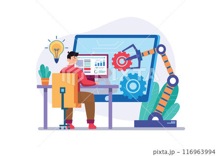Industry Automation Illustration concept. A flat illustration isolated on white background 116963994