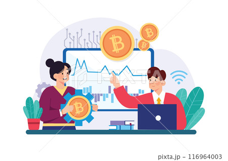 Cryptocurrency Technology Illustration concept. A flat illustration isolated on white background 116964003