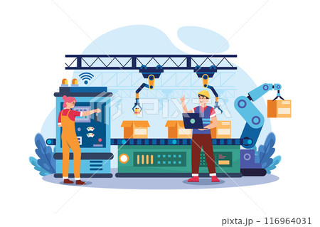Robotic Production line Illustration concept on white background Robotic Production line Illustration concept on white background 116964031