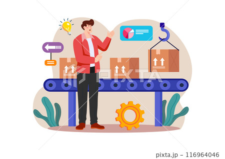 Automatic Conveyor Belt Illustration concept on white background Automatic Conveyor Belt Illustration concept on white background 116964046