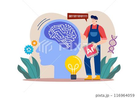 AI Production Illustration concept on white background AI Production Illustration concept on white background 116964059