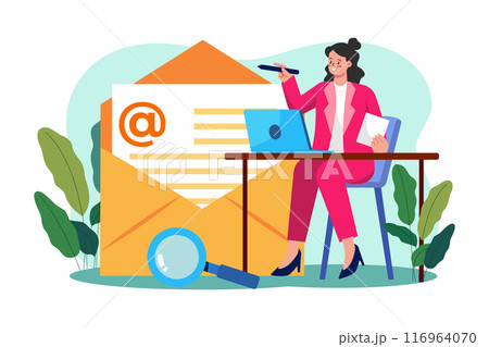 Business woman marketing using email Business woman marketing using email 116964070