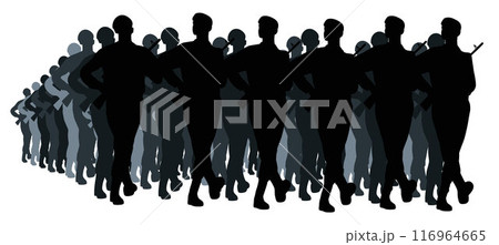 A parade of military personnel showcases the military, as they march to celebrate important day 116964665