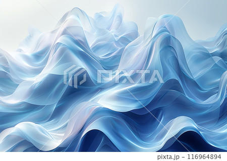 Background of blue wave with a white background. The waves are very long and the water appears to be very cold Background of blue wave with a white background. The waves are very long and the water appears to be very cold 116964894