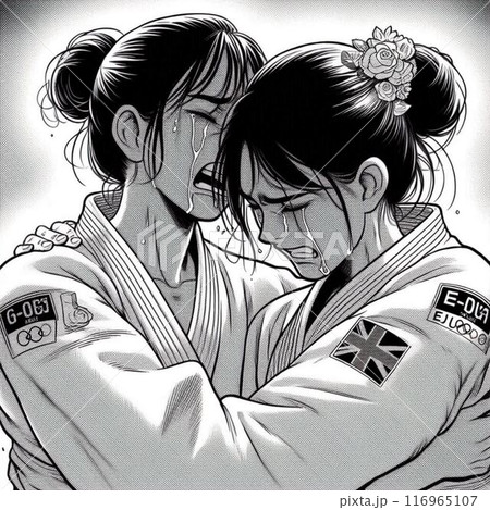 団体戦で負け号泣する女子柔道選手 団体戦で負け号泣する女子柔道選手 116965107