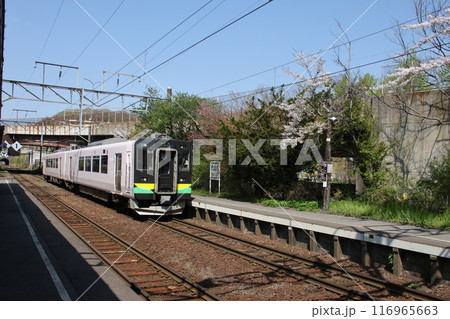 室蘭本線　母恋駅　普通列車　737系電車 116965663